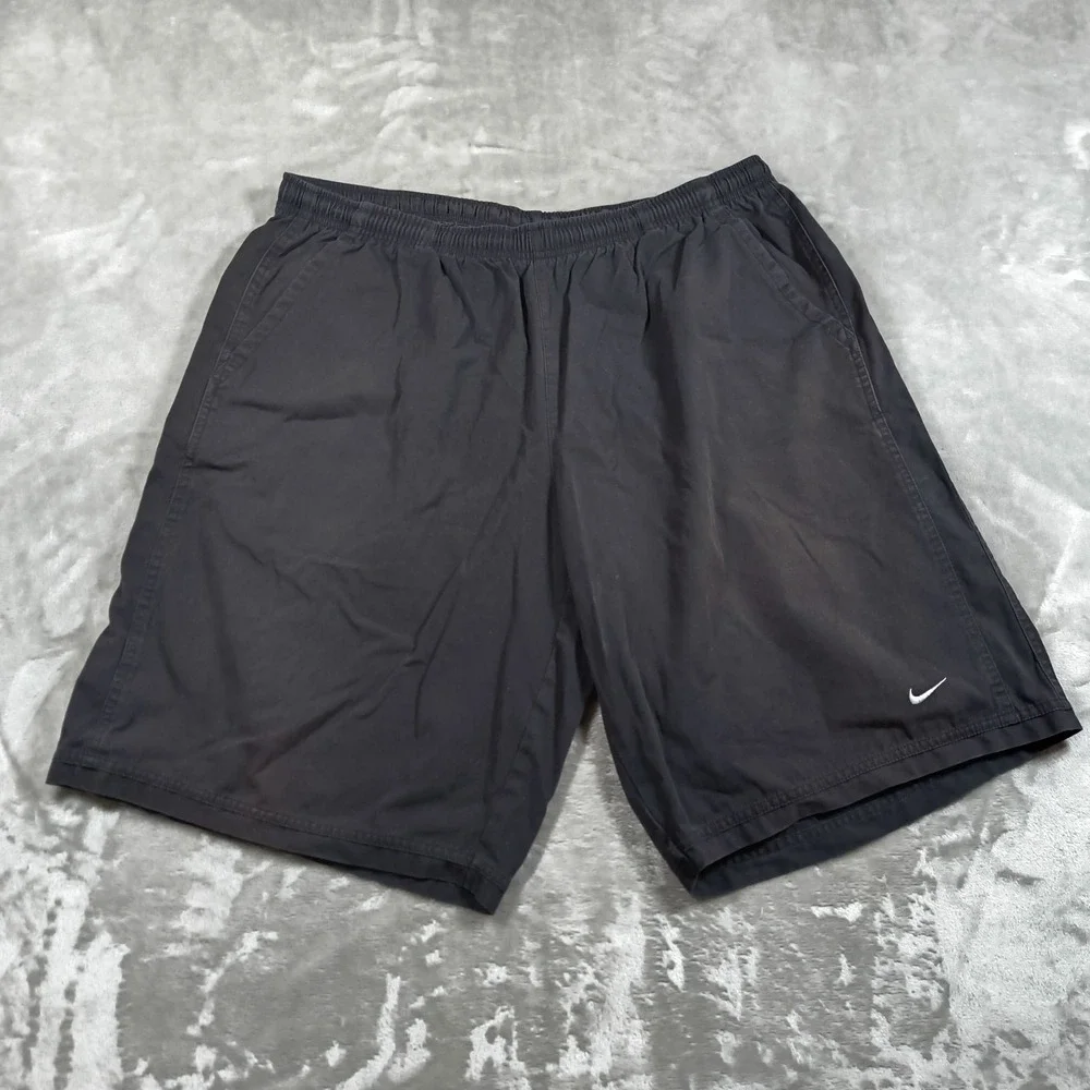 Vintage Nike Shorts Mens XXL 36x11 Black Embroidered Swoosh‎ Cotton Casual